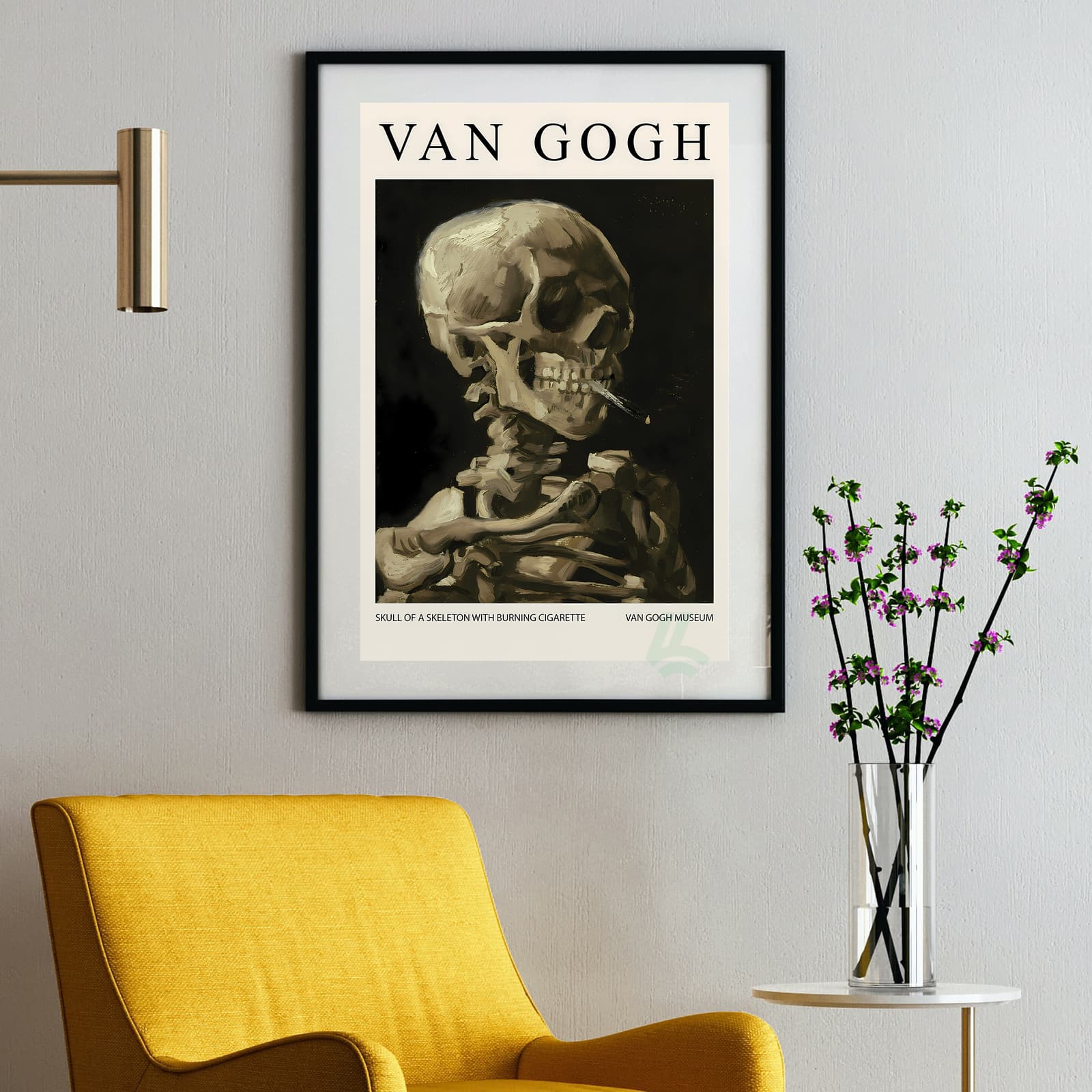 Van Gogh Poster Skull of a Skeleton with Burning Cigarette, Gothic Wall Art Print product photo 2