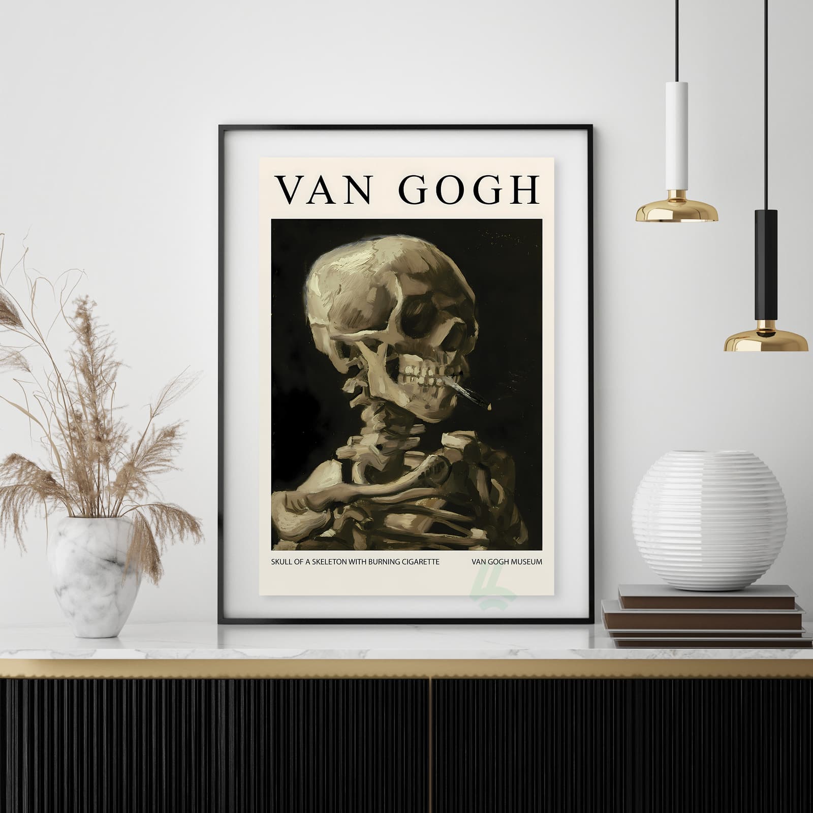 Van Gogh Poster Skull of a Skeleton with Burning Cigarette, Gothic Wall Art Print product photo 4
