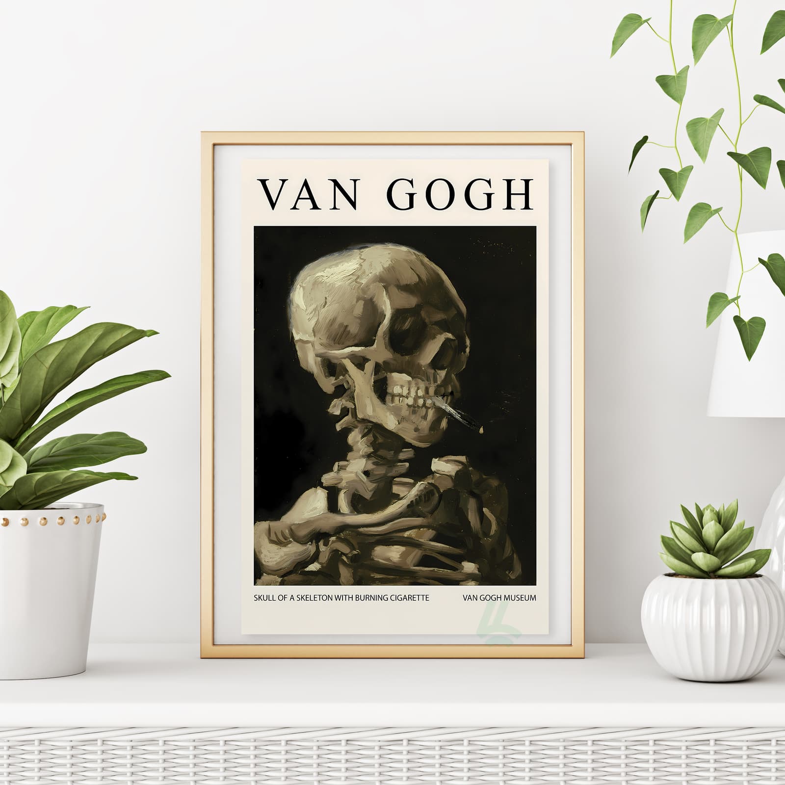 Van Gogh Poster Skull of a Skeleton with Burning Cigarette, Gothic Wall Art Print product photo 6