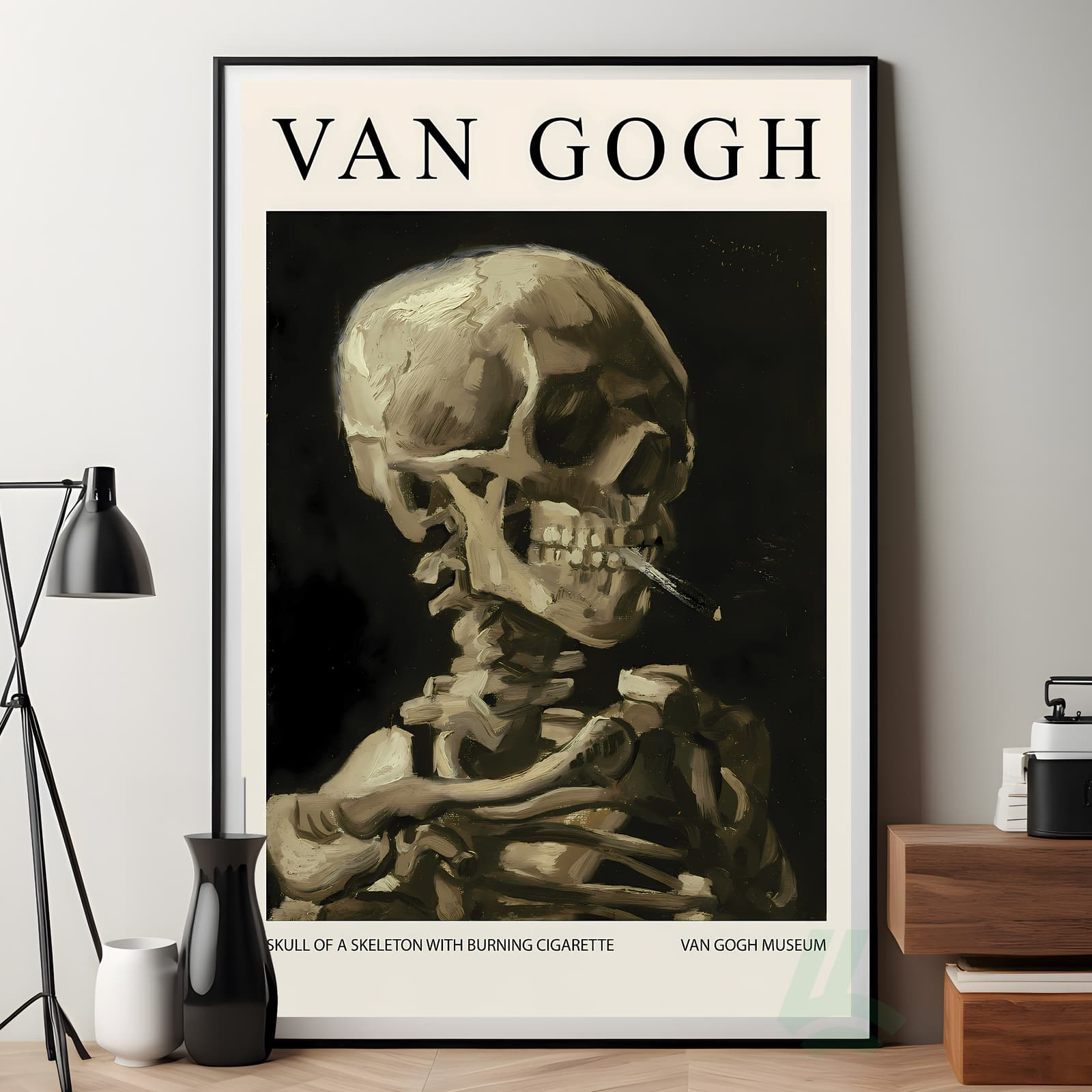 Van Gogh Poster Skull of a Skeleton with Burning Cigarette, Gothic Wall Art Print product photo 7