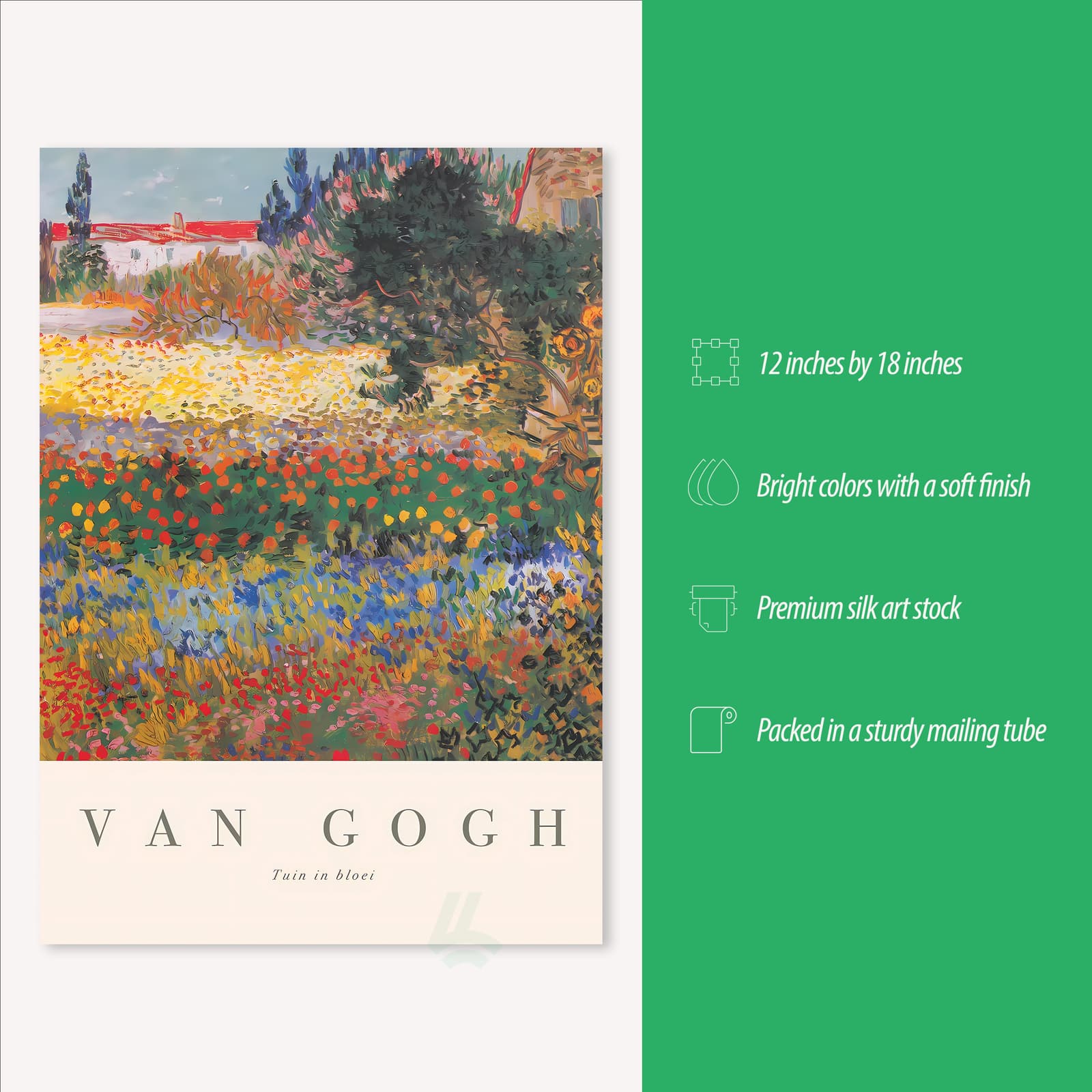 Van Gogh Poster Tuin in Bloei Art Print, Floral Wall Decor Impressionist Landscape product photo 3