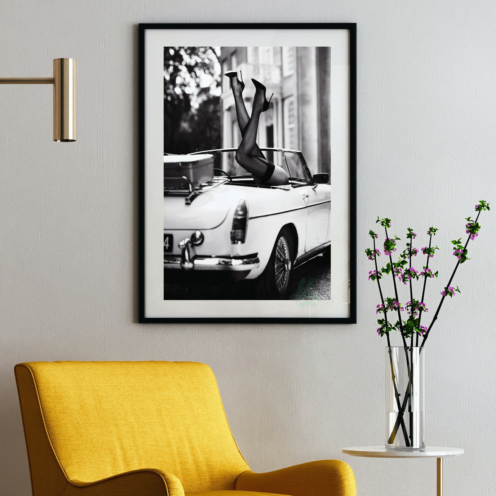 Vintage Car Poster Black and White Wall Art product photo 2