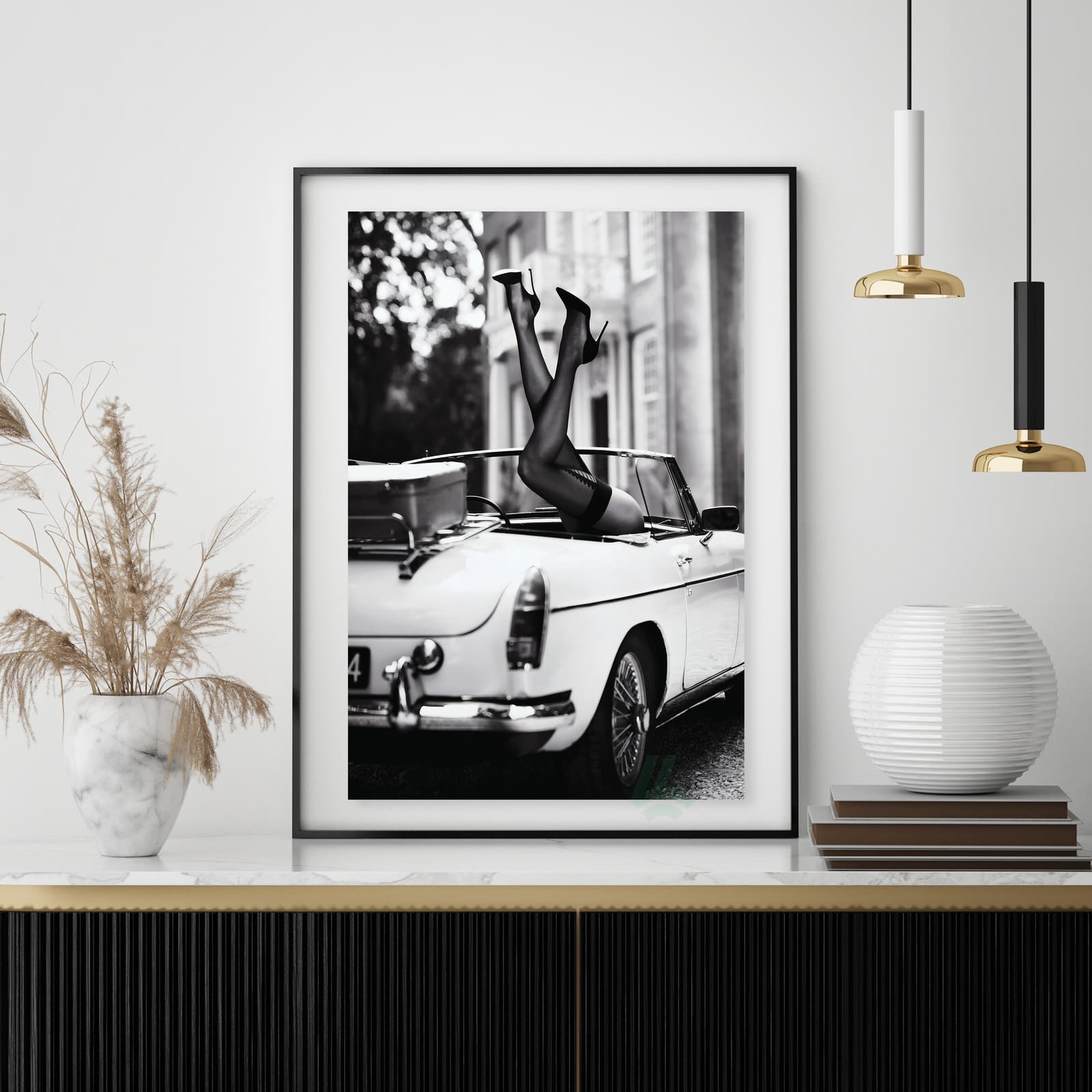 Vintage Car Poster Black and White Wall Art product photo 4