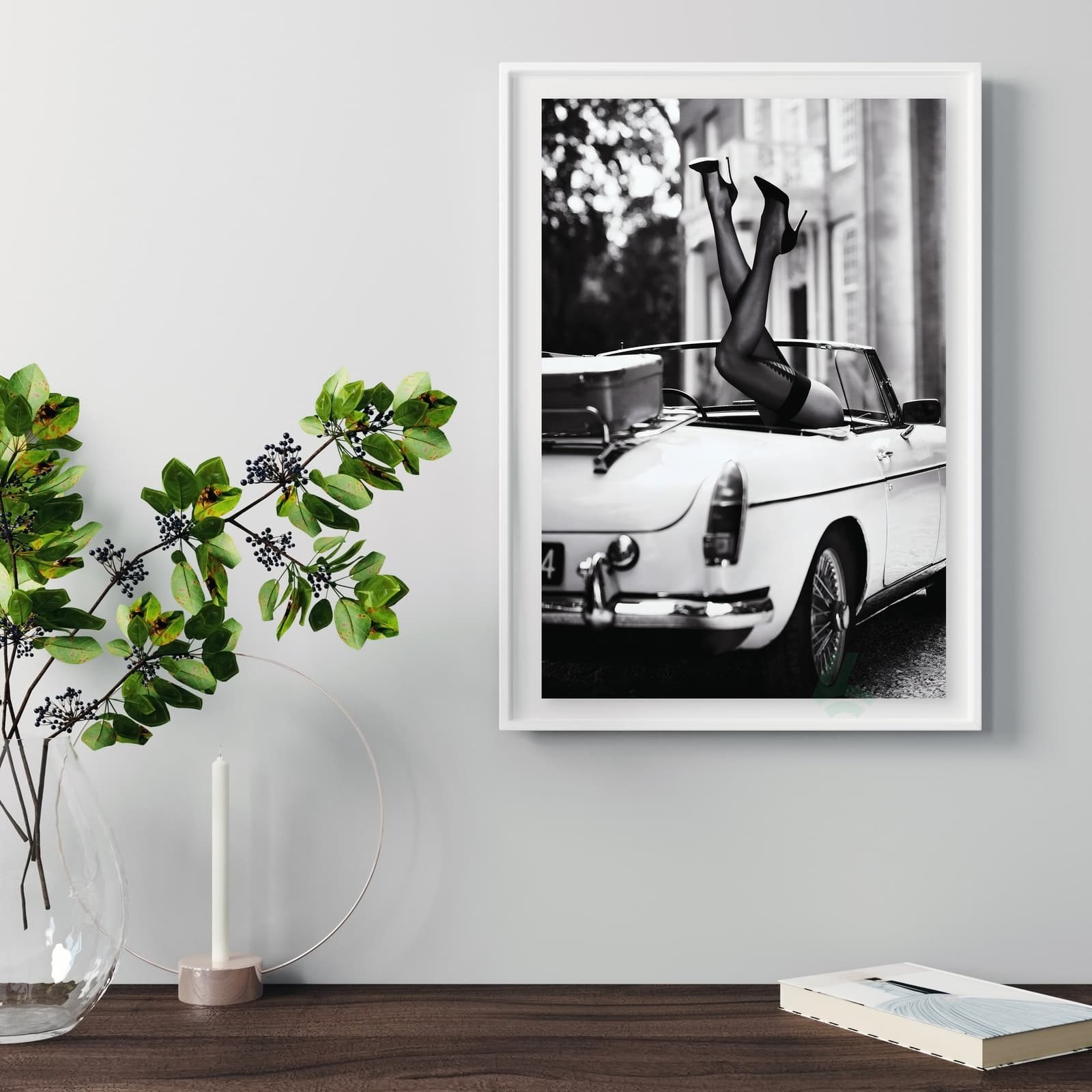 Vintage Car Poster Black and White Wall Art product photo 5