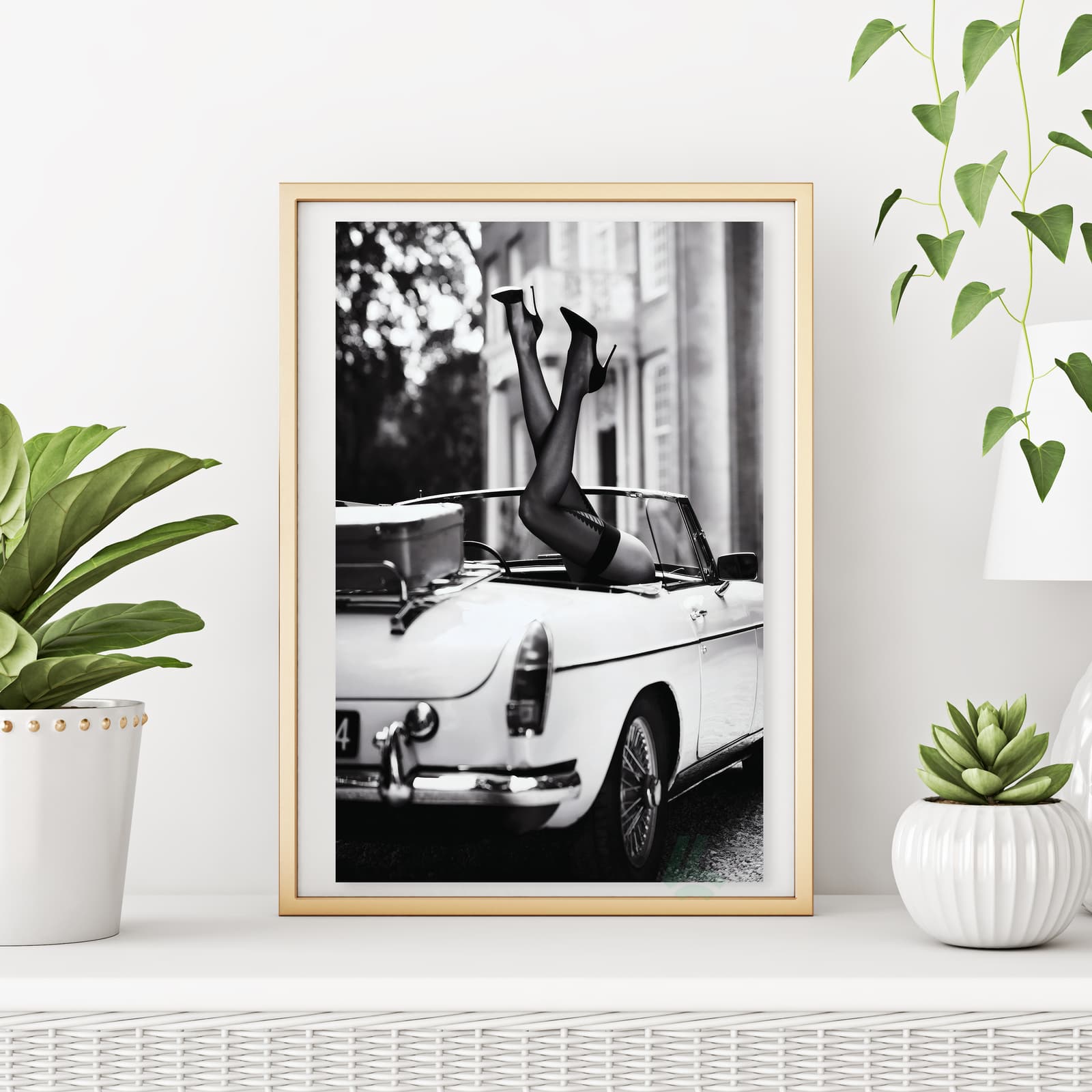 Vintage Car Poster Black and White Wall Art product photo 6