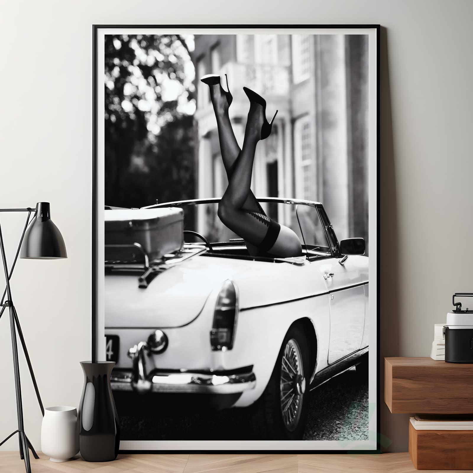 Vintage Car Poster Black and White Wall Art product photo 7